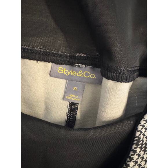 Style & Co Plaid Pull-On Pants XL Black White Houndstooth Stretch Workwear - Picture 4 of 4